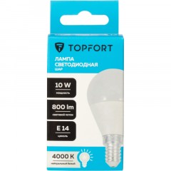 Лампа светодиодная Topfort E14 10W 4000K шар Лампа светодиодная Topfort E14 10W 4000K шар - фото 4