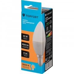 Лампа светодиодная Topfort E14 10W 3000K свеча Лампа светодиодная Topfort E14 10W 3000K свеча - фото 5