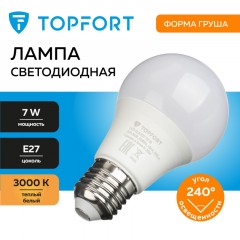 Лампа светодиодная Topfort E27 7W 3000K груша - фото 7