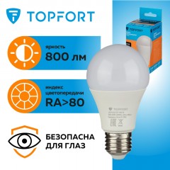 Лампа светодиодная Topfort E27 10W 3000K груша Лампа светодиодная Topfort E27 10W 3000K груша - фото 8