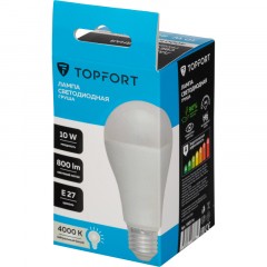 Лампа светодиодная Topfort E27 10W 4000K груша - фото 5