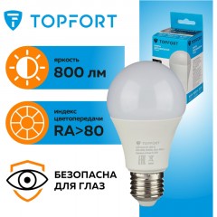 Лампа светодиодная Topfort E27 10W 4000K груша - фото 8