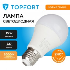 Лампа светодиодная Topfort E27 15W 3000K груша - фото 7