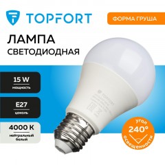 Лампа светодиодная Topfort E27 15W 4000K груша Лампа светодиодная Topfort E27 15W 4000K груша - фото 7