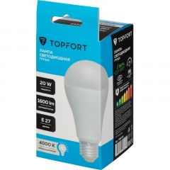 Лампа светодиодная Topfort E27 20W 4000K груша Лампа светодиодная Topfort E27 20W 4000K груша - фото 5