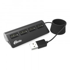 Разветвитель USB Ritmix CR-2400 Black (USB хаб) 4 порта USB (15118095) Разветвитель USB Ritmix CR-2400 Black (USB хаб) 4 порта USB (15118095) - фото 2