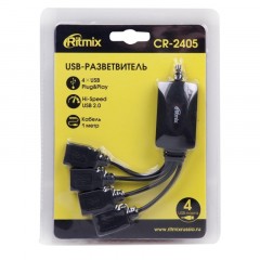 Разветвитель USB Ritmix CR-2405 black (USB хаб) 4 порта USB (15119259) Разветвитель USB Ritmix CR-2405 black (USB хаб) 4 порта USB (15119259) - фото 3