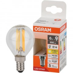 Лампа светодиодная OSRAMLSCLP75 6W/827 230VFILCL E14 FS1 Лампа светодиодная OSRAMLSCLP75 6W/827 230VFILCL E14 FS1 - фото 2