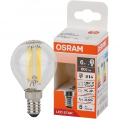 Лампа светодиодная OSRAMLSCLP75 6W/840 230VFILCL E14 FS1 - фото 2