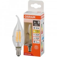 Лампа светодиодная OSRAM LSCLBA75 6W/827 230VFILCL E14 FS1 684997 Лампа светодиодная OSRAM LSCLBA75 6W/827 230VFILCL E14 FS1 684997 - фото 2