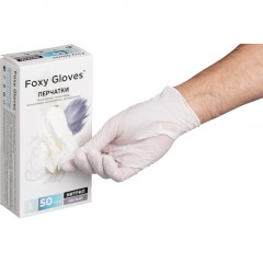 Перчатки нитрил., н/с, н/о,3,5гр./шт,бел.FOXY  (L) 50 пар/уп ШК5669/8683 - фото 3