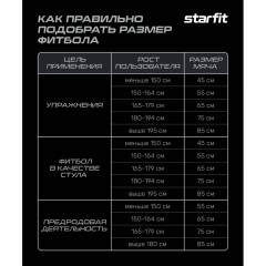 Фитбол STARFIT GB-109 65см,1000гр антивзрыв,с ручн насосом,син,УТ-00020819 Фитбол STARFIT GB-109 65см,1000гр антивзрыв,с ручн насосом,син,УТ-00020819 - фото 8