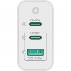 Зарядное устройство сетевое PERO TC14 USB-A QC3.0 + 2х USB-C PD, 48W белый - фото 5