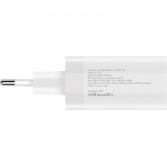Зарядное устройство сетевое PERO TC15 USB-A QC3.0 + USB-C PD, 65W белый Зарядное устройство сетевое PERO TC15 USB-A QC3.0 + USB-C PD, 65W белый - фото 2