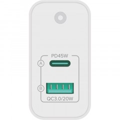 Зарядное устройство сетевое PERO TC15 USB-A QC3.0 + USB-C PD, 65W белый Зарядное устройство сетевое PERO TC15 USB-A QC3.0 + USB-C PD, 65W белый - фото 4