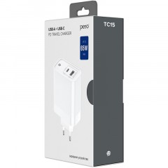 Зарядное устройство сетевое PERO TC15 USB-A QC3.0 + USB-C PD, 65W белый Зарядное устройство сетевое PERO TC15 USB-A QC3.0 + USB-C PD, 65W белый - фото 7