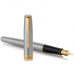 Ручка перьевая Parker Sonnet Stainless Steel GT черн,1мм,кор 1931505 - фото 2