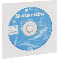 Носители информации Bigtech YCDRWB003 CD-RW/700МБ/12x/1шт конверт белый