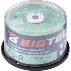 Носители информации Bigtech YCDRB002 CD-R 700 МБ/52х/50шт/уп (бокс)