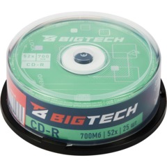 Носители информации Bigtech YCDRB003 CD-R 700 МБ/52х/25шт/уп (бокс)