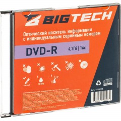 Носители информации Bigtech YDVDRB006 DVD-R 4,7 Гб/16x/1 slim box