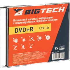 Носители информации Bigtech YDVDRB011 DVD+R 4,7 Гб/16х/1 slim box