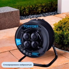 Удлинитель Topfort пласт. КГ 2x2,5 кв.мм 30м 16А 4 гнезда б/з.,с/загл.,IP44 Удлинитель Topfort пласт. КГ 2x2,5 кв.мм 30м 16А 4 гнезда б/з.,с/загл.,IP44 - фото 5
