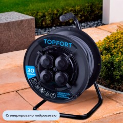 Удлинитель Topfort пласт. КГ 3x2,5 кв.мм 30м 16А 4 гнезда с/з.,с/загл.,IP44 Удлинитель Topfort пласт. КГ 3x2,5 кв.мм 30м 16А 4 гнезда с/з.,с/загл.,IP44 - фото 5