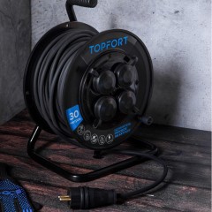 Удлинитель Topfort пласт. КГ 3x2,5 кв.мм 30м 16А 4 гнезда с/з.,с/загл.,IP44 Удлинитель Topfort пласт. КГ 3x2,5 кв.мм 30м 16А 4 гнезда с/з.,с/загл.,IP44 - фото 6