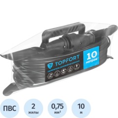 Удлинитель Topfort каркас ПВС 2х0,75 кв.мм 10м 6А 1 гнездо б/з.,с/заг.,IP44