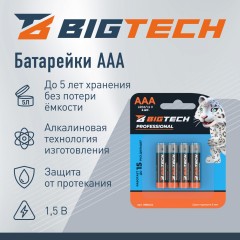 Батарейка BigTech Professional ААA/LR03 бл/4шт - фото 2