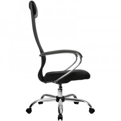 Кресло МТ_EChair 675 TTW сетка/ткань черный, хром - фото 3