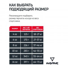Перчатки боксерские INSANE ODIN IN22-BG200, ПУ, красный, 12 oz, УТ-00020334 - фото 5