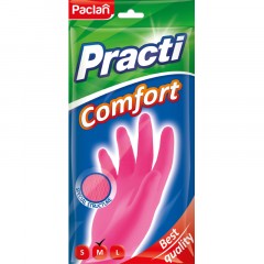 Перчатки резиновые Paclan Practi Comfort розовые 4076514 р.М - фото 6