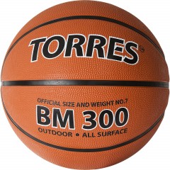Мяч баск. TORRES BM300, B02017, р.7, резина, нейлон. корд темнооранж-черн - фото 2