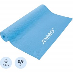 Коврик для йоги TORRES Basis 3, YL10023, PVC 3 мм, нескольз, голубой