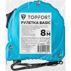 Рулетка TOPFORT BASIC 8мх25мм, пласт корпус, 2 стопора Рулетка TOPFORT BASIC 8мх25мм, пласт корпус, 2 стопора - фото 7