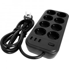 Сетевой фильтр Powercom SP-08 USB03AB 3,0 m (8 розеток) черный Сетевой фильтр Powercom SP-08 USB03AB 3,0 m (8 розеток) черный - фото 2