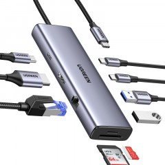Разветвитель USB UGREEN CM498 (15375) USB3.0/USB-C/HDMI/RJ45/SD,серый Разветвитель USB UGREEN CM498 (15375) USB3.0/USB-C/HDMI/RJ45/SD,серый - фото 2
