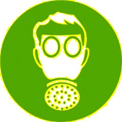 Знак безопасности M04 Работать в СИЗ органов дыхания (плёнка,200х200) - фото 2