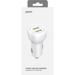 Зарядное устройство автомобильное PERO AC04 2USB 2.4A AUTOMAX, белое Зарядное устройство автомобильное PERO AC04 2USB 2.4A AUTOMAX, белое - фото 2