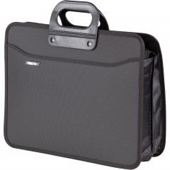 Папка-портфель пласт на 4 отд А4+ 390x320, усилен. ручка, черн - фото 2