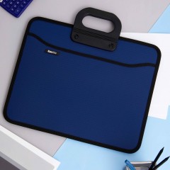 Папка-портфель пласт на 4 отд А4+ 390x320, усилен. ручка, т. син - фото 7