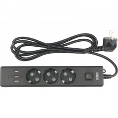 Удлинитель Power Cube, 3р/1.9м выкл.,3USB, 3.5кВт,16А,3x1,0 черн(PC-6B-2M) - фото 2