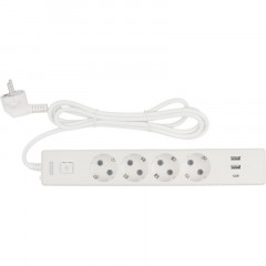 Удлинитель Power Cube, 4р/1.9м выкл.,3USB, 3.5кВт,16А,3x1,0 белый(PC-6-2M) - фото 2