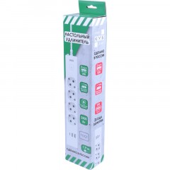 Удлинитель Power Cube, 4р/1.9м выкл.,3USB, 3.5кВт,16А,3x1,0 белый(PC-6-2M) - фото 6