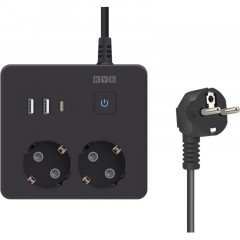 Удлинитель Power Cube, 2р,3USB, 3500 Вт, 16А,1.9 м, 3x1,0 черн.(PC-1B-2M) Удлинитель Power Cube, 2р,3USB, 3500 Вт, 16А,1.9 м, 3x1,0 черн.(PC-1B-2M) - фото 2