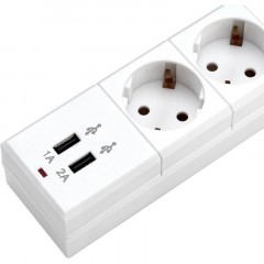 Сетевой фильтр Buro BU-SP1.8_USB_2A-W 1.8м (6 розеток) белый (коробка) Сетевой фильтр Buro BU-SP1.8_USB_2A-W 1.8м (6 розеток) белый (коробка) - фото 3