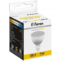 Лампа светодиодная Feron LB-26 MR16 G5.3 7W 175-265V 2700K (25235) Лампа светодиодная Feron LB-26 MR16 G5.3 7W 175-265V 2700K (25235) - фото 3