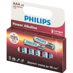 Батарейка Philips Power ААА LR03-8BL/LR03P8W/51 алкалин. 1,5v 8 шт/уп Батарейка Philips Power ААА LR03-8BL/LR03P8W/51 алкалин. 1,5v 8 шт/уп - фото 4
